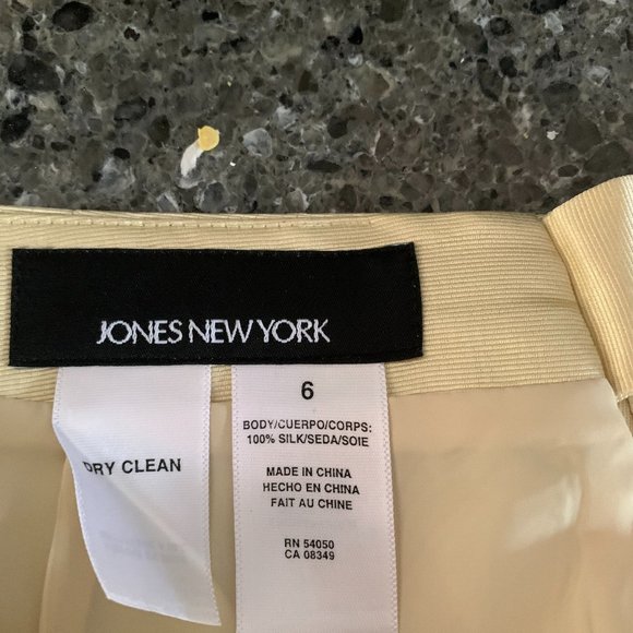 jones ny 6 satin creamy ivory goldish jacket skirt - Picture 2 of 6